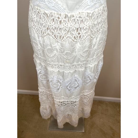 Alice + Olivia Alora Embroidered Crochet Lace Eyelet Floral Maxi Dress Size 4 - Picture 5 of 11